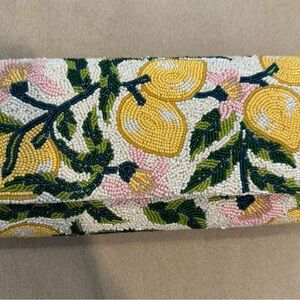 Floral Beaded Clutch - Yellow and Pink